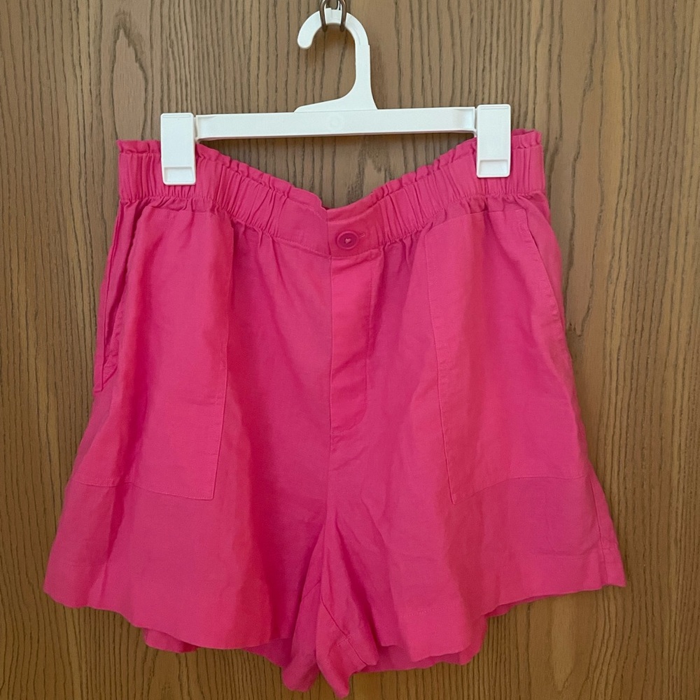 NWT Loft high rise linen blend pink shorts